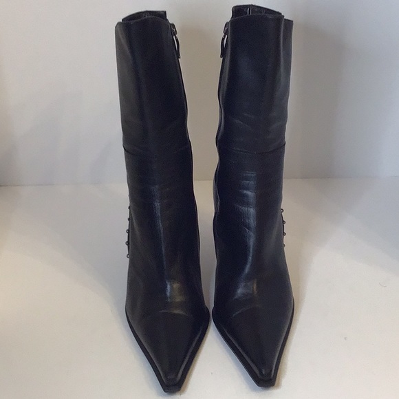 GUIDO SGARIGLIA BLACK LEATHER SQUARE TOE  BOOTS SHOES SZ 39 - Picture 3 of 14
